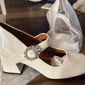 Elegant White Mary Jane Heels